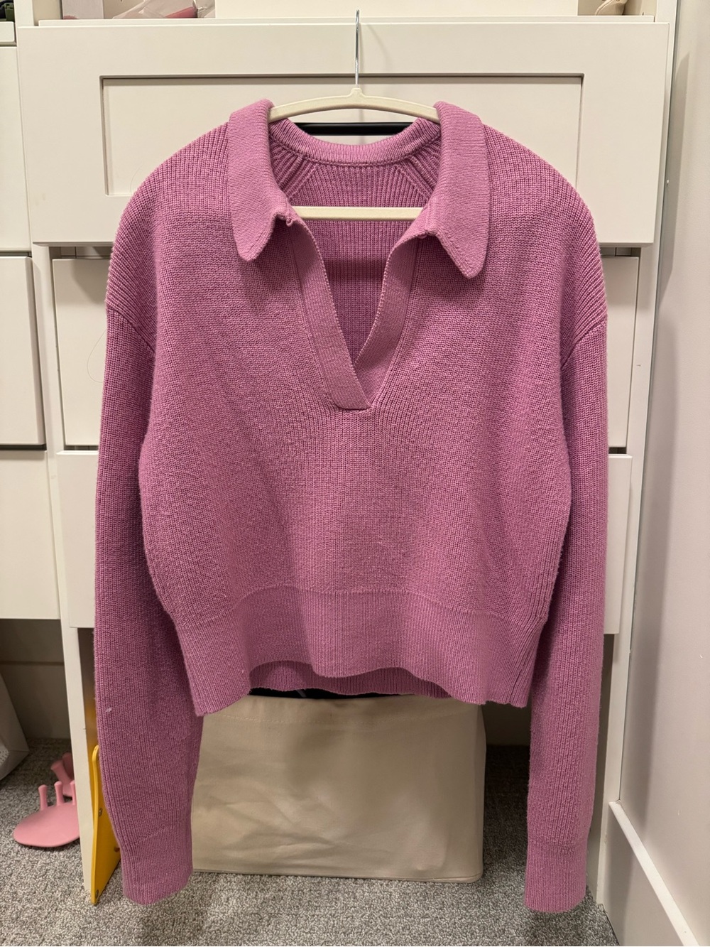 Lululemon Collared V-Neck Knit Sweater - Pink